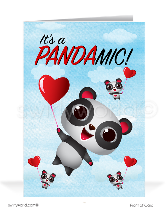 Funny Covid-19 Pandemic Panda Business Professional Valentine's Day Card