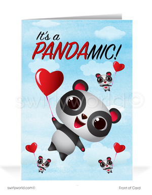 Funny Covid-19 Pandemic Panda Business Professional Valentine's Day Card