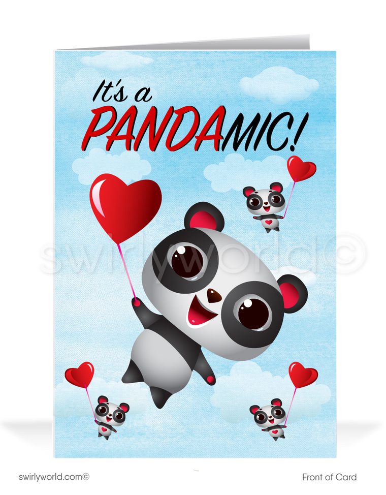 Funny Covid-19 Pandemic Panda Business Professional Valentine's Day Card