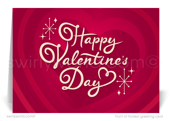 Digital Client Retro Modern Happy Valentine's Day Cards for Business