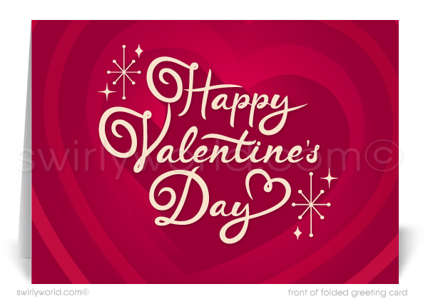 Digital Downloadable Client Retro Modern Happy Valentine's Day Cards for Business
