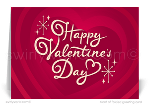 Digital Downloadable Client Retro Modern Happy Valentine's Day Cards for Business