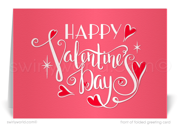 Retro modern Valentine's Day Cards for business customers.
