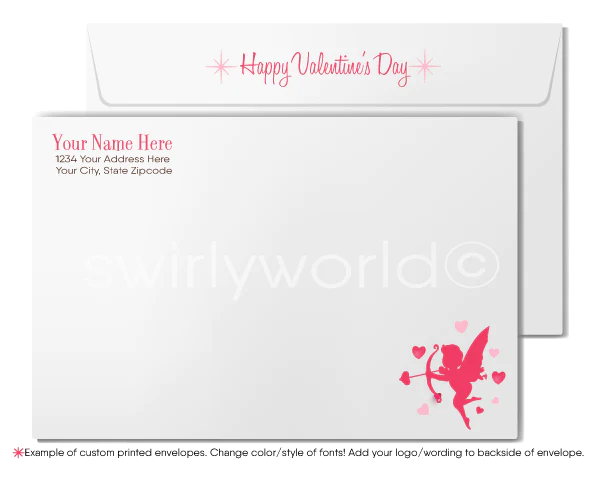 Digital Professional Business Corporate Pink Tree with Hearts Valentine's Day Cards