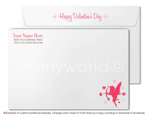 Digital Professional Business Corporate Pink Tree with Hearts Valentine's Day Cards