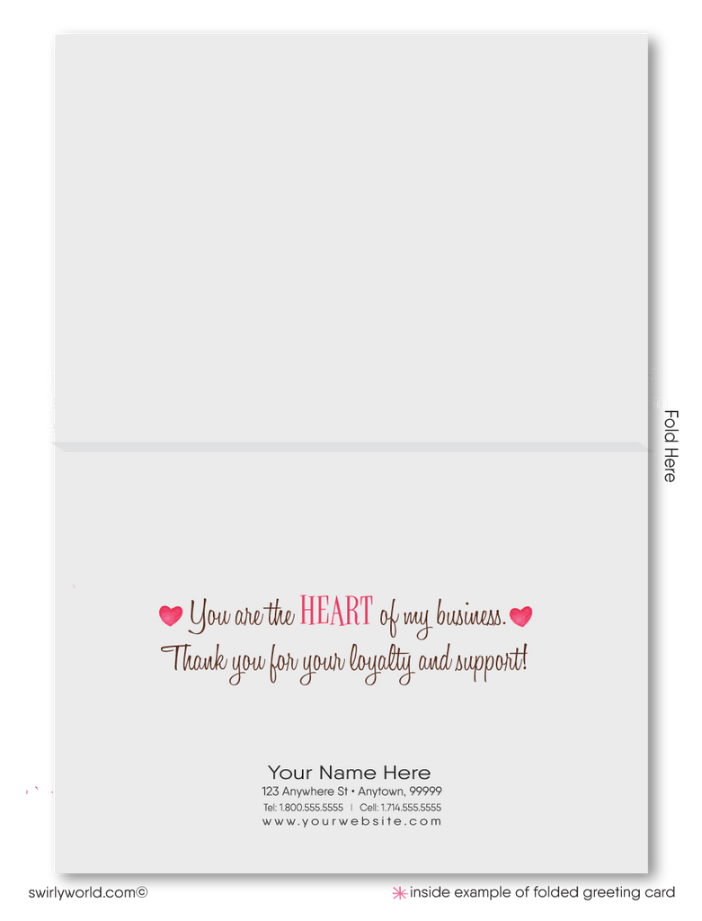 Professional Business Corporate Pink Tree with Hearts Valentine's Day Cards