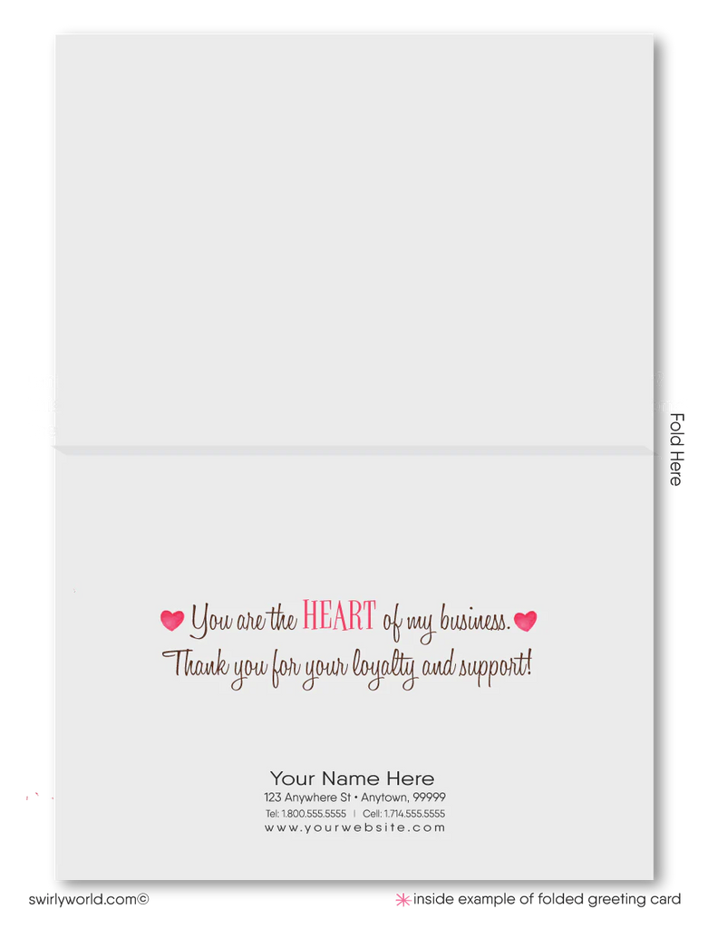 Digital Professional Business Corporate Pink Tree with Hearts Valentine's Day Cards