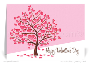 Love Grows Here! Embrace the whimsy and warmth of Valentine's Day with our enchantingly designed greeting card, perfect for anyone looking to spread love and joy during this season of affection. Featuring a delightful illustration of a whimsical tree, each branch lovingly crafted from hearts, this card captures the essence of love growing and flourishing.
