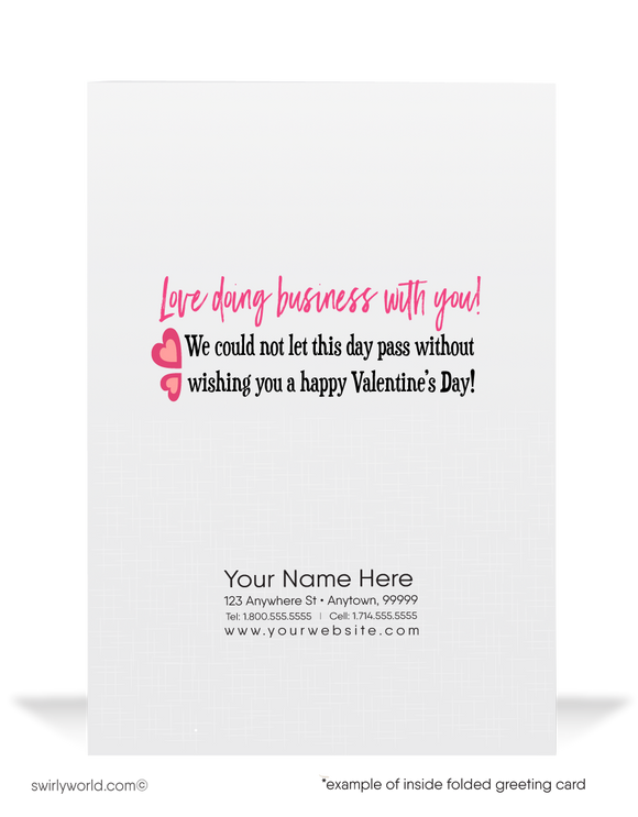 Cute Owl Retro Modern Valentine's Day Cards for Clients. Cute owls in tree retro modern happy Valentine's Day cards for business professionals.