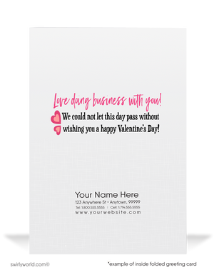 Digital Downloadable Cute Owl Retro Modern Valentine's Day Cards for Business Clients