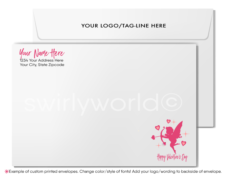 Digital Downloadable Cute Owl Retro Modern Valentine's Day Cards for Business Clients