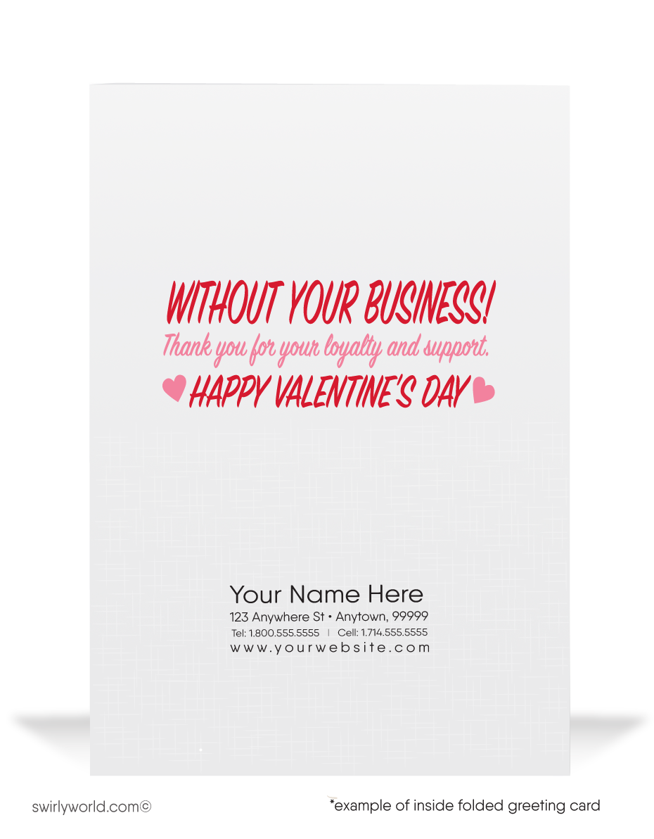 Funny Bear Business Cartoon Valentine's Day Cards For Customers