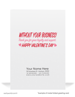 Funny Bear Business Cartoon Valentine's Day Cards For Customers