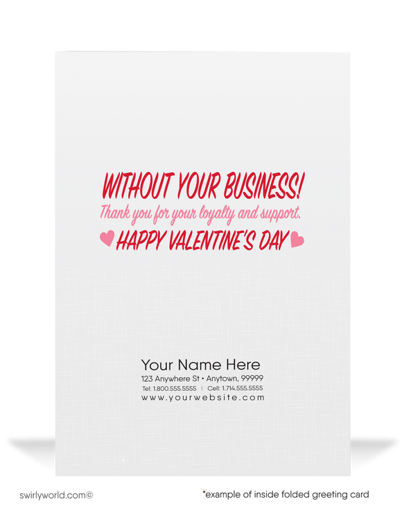 Funny Bear Business Cartoon Valentine's Day Cards For Customers