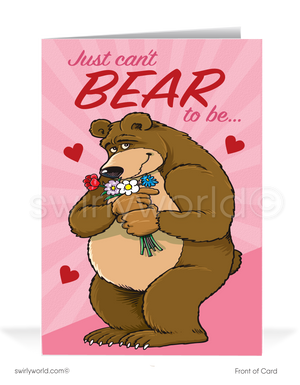 Funny Bear Business Cartoon Valentine's Day Cards For Customers