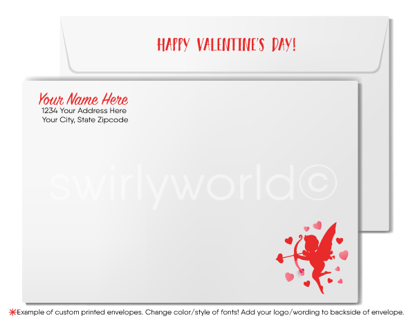 Black and White with Pink Heart Business Valentine's Day Greeting Cards for Clients