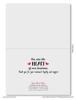 Digital Black and White with Pink Heart Business Valentine's Day Cards for Clients