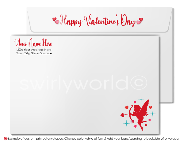 Retro Humorous Cupid Business Valentine's Day Greeting Cards for Business Clients