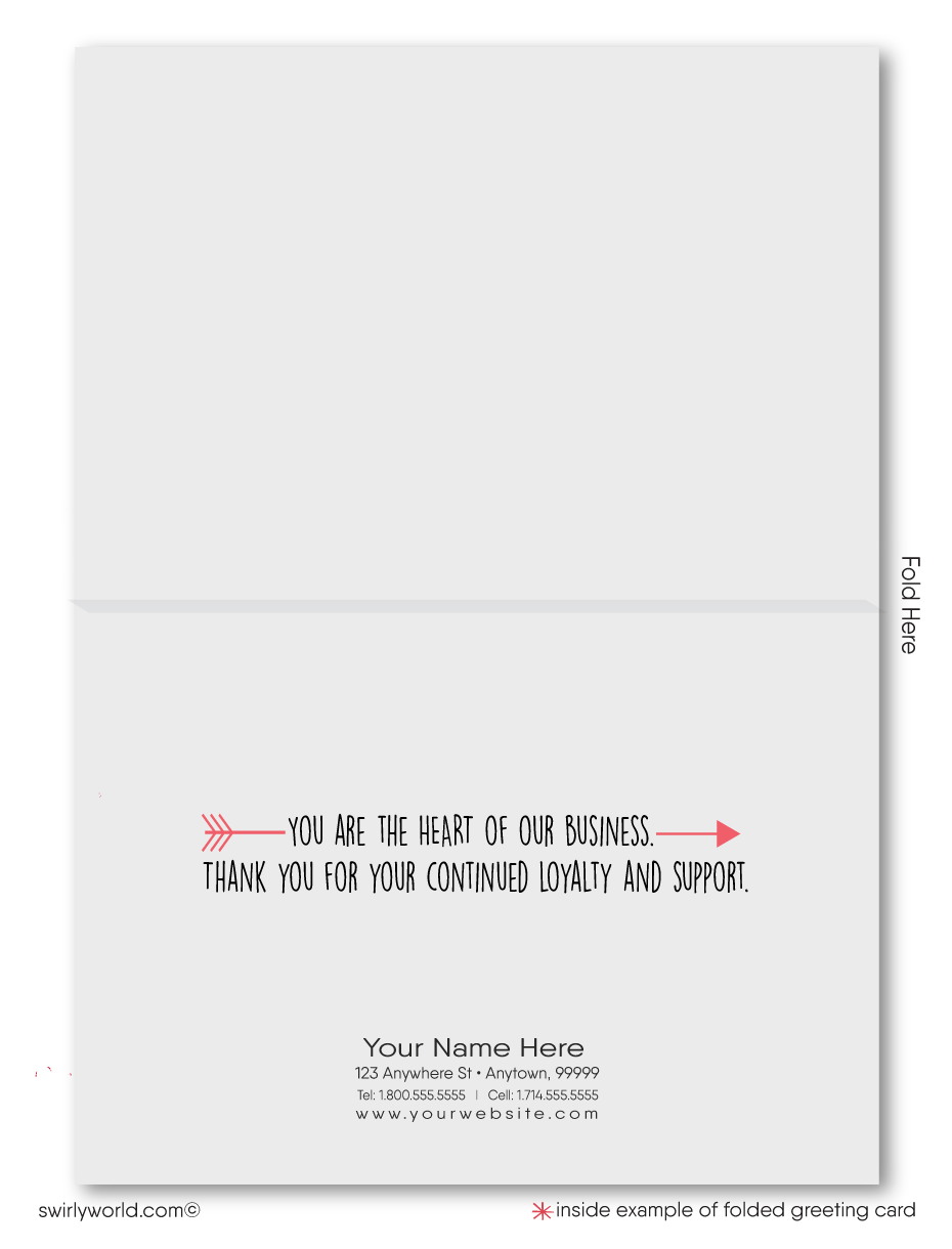 Digital rustic wood grain log professional business happy Valentine's Day cards for customers and clients.