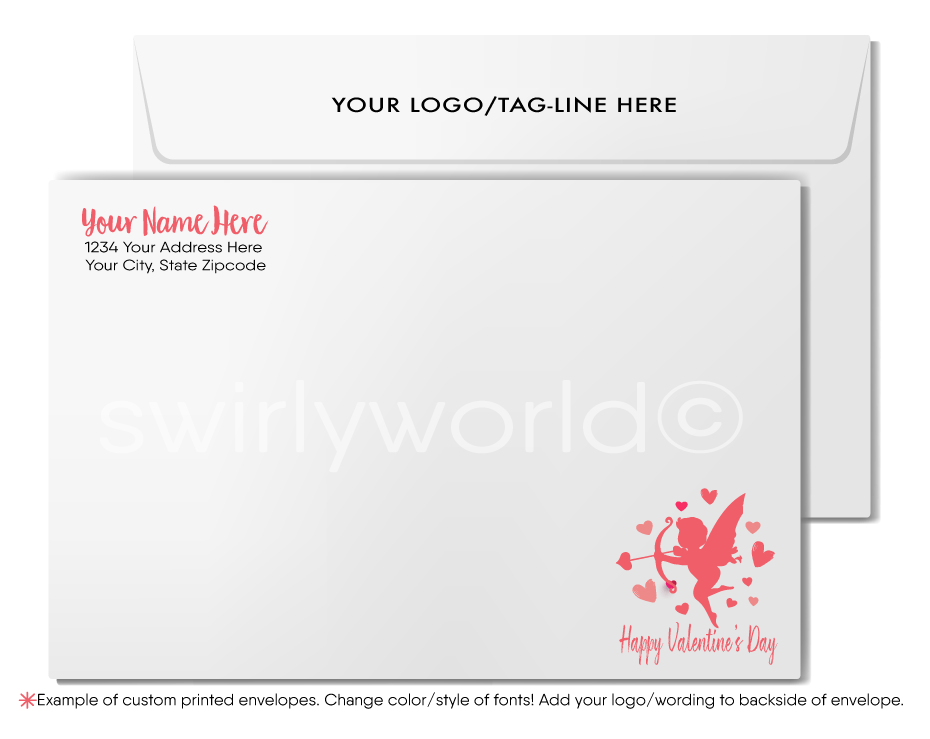 Digital Business Rustic Wood Professional Valentine's Day Cards for Customers