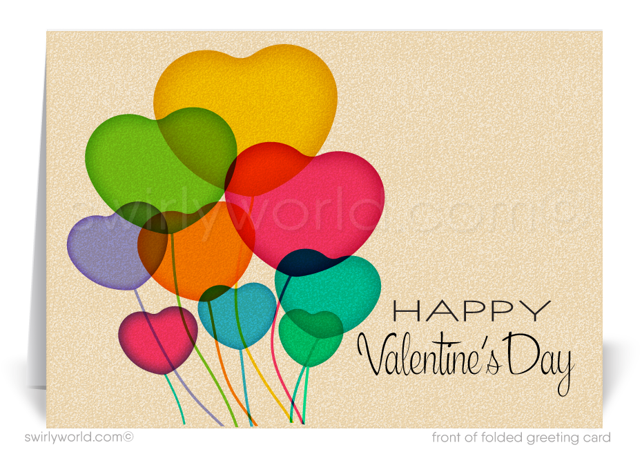 This Valentine's Day, elevate your expression of gratitude and appreciation with our elegantly designed greeting cards, crafted especially for business professionals. Our card features a delightful array of heart-shaped balloons, gracefully ascending symbolizing the uplifting and positive impact your customers have on your business. The heart shapes represent the care and appreciation you hold for these valuable relationships.