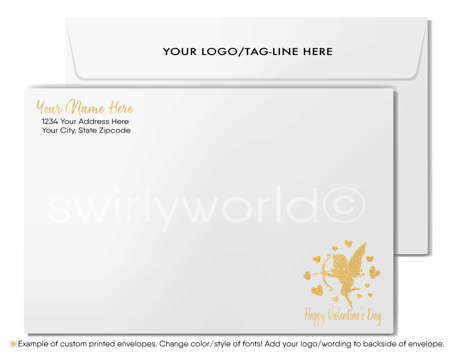 Black and Gold Professional Business Valentine's Day Cards