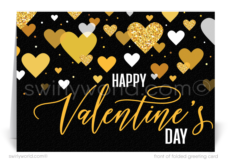 Black and Gold Professional Business Valentine's Day Cards