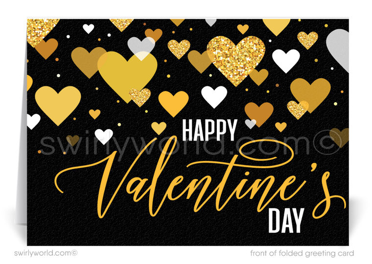 Black and Gold Professional Business Valentine's Day Cards