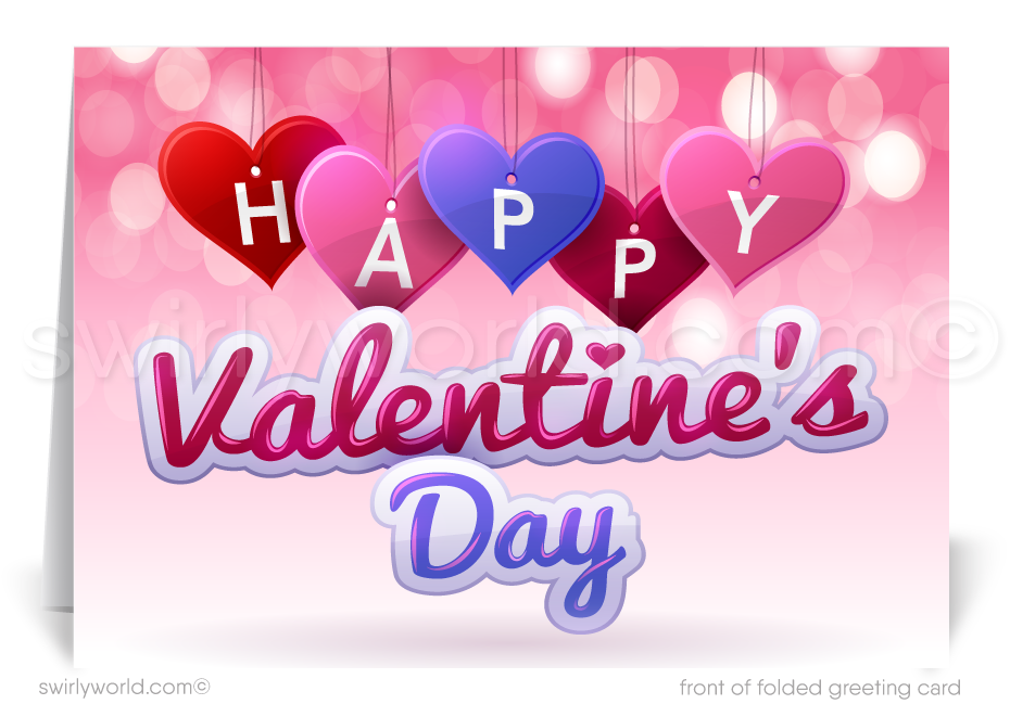 Business Retro Happy Valentine's Day Cards for Customers