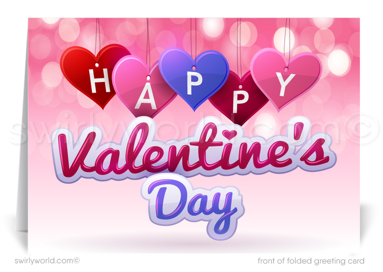 Business Retro Happy Valentine's Day Cards for Customers