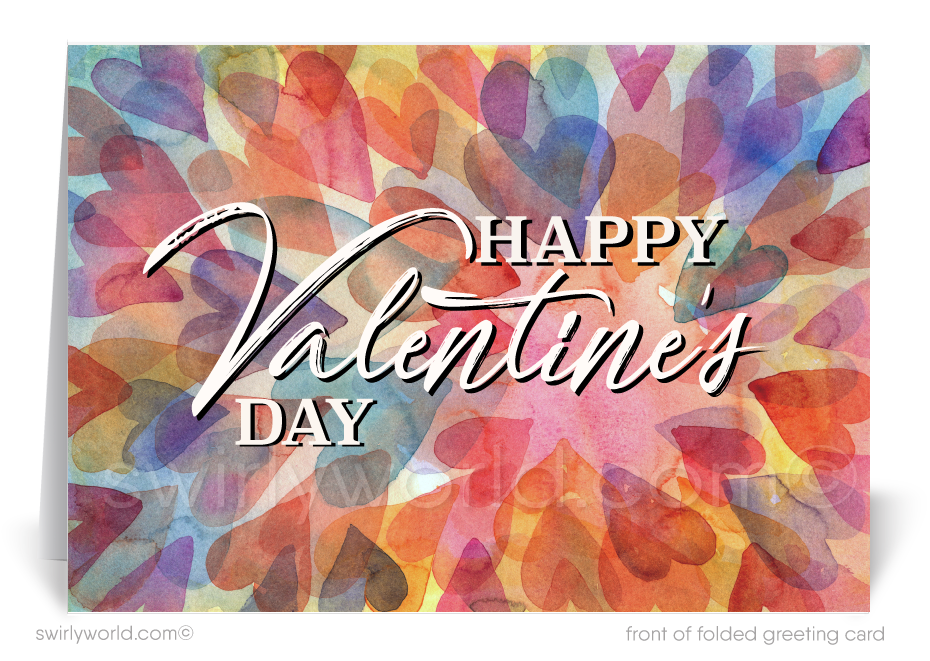 Watercolor Professional Business Valentine's Day Cards