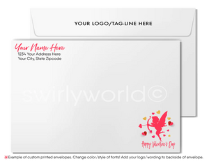 Digital Downloadable Business Pink and Gold Hearts Valentine's Day Cards for Customers