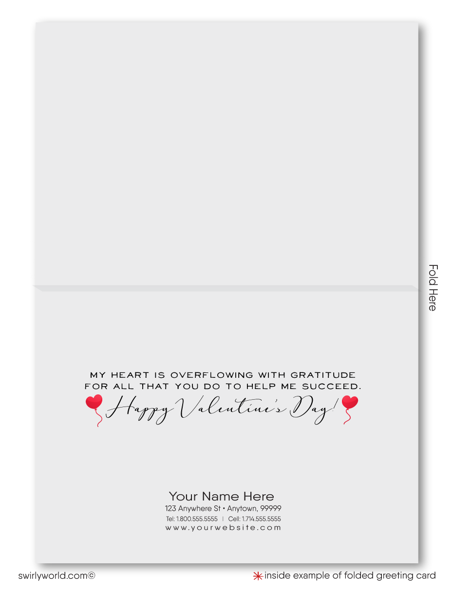 Client Happy Valentine's Day Cards for Realtors®. Retro cute balloon hearts floating house happy Valentine's Day greeting cards for Realtors.