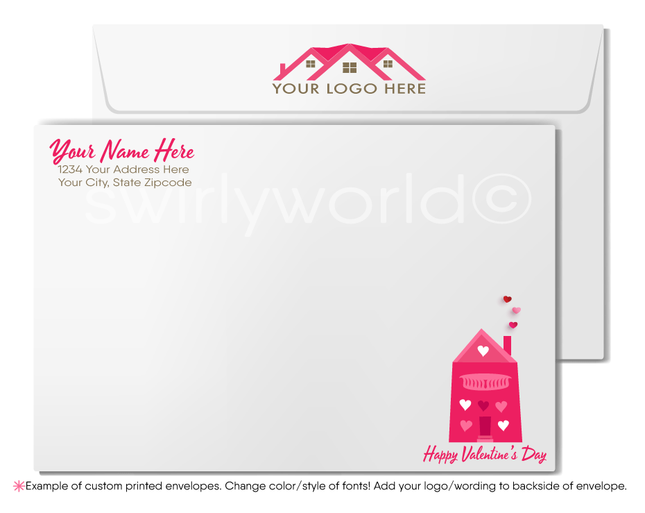 Cute Heart-Shaped Hot Air Balloon Happy Valentine's Day Greeting Cards for Realtors®