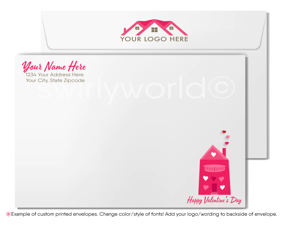 Digital Cute Heart-Shaped Hot Air Balloon Happy Valentine's Day Cards for Realtors®