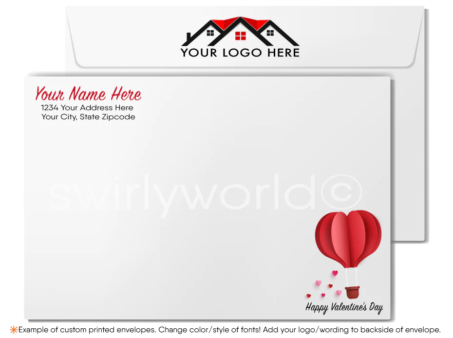 Digital Downloadable Happy Valentine's Day Hearts Over City Greeting Cards for Realtors®