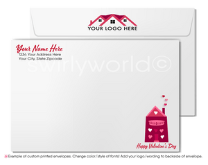 Cute Client Pink Heart Homes Client Happy Valentine's Day Greeting Cards for Realtors®