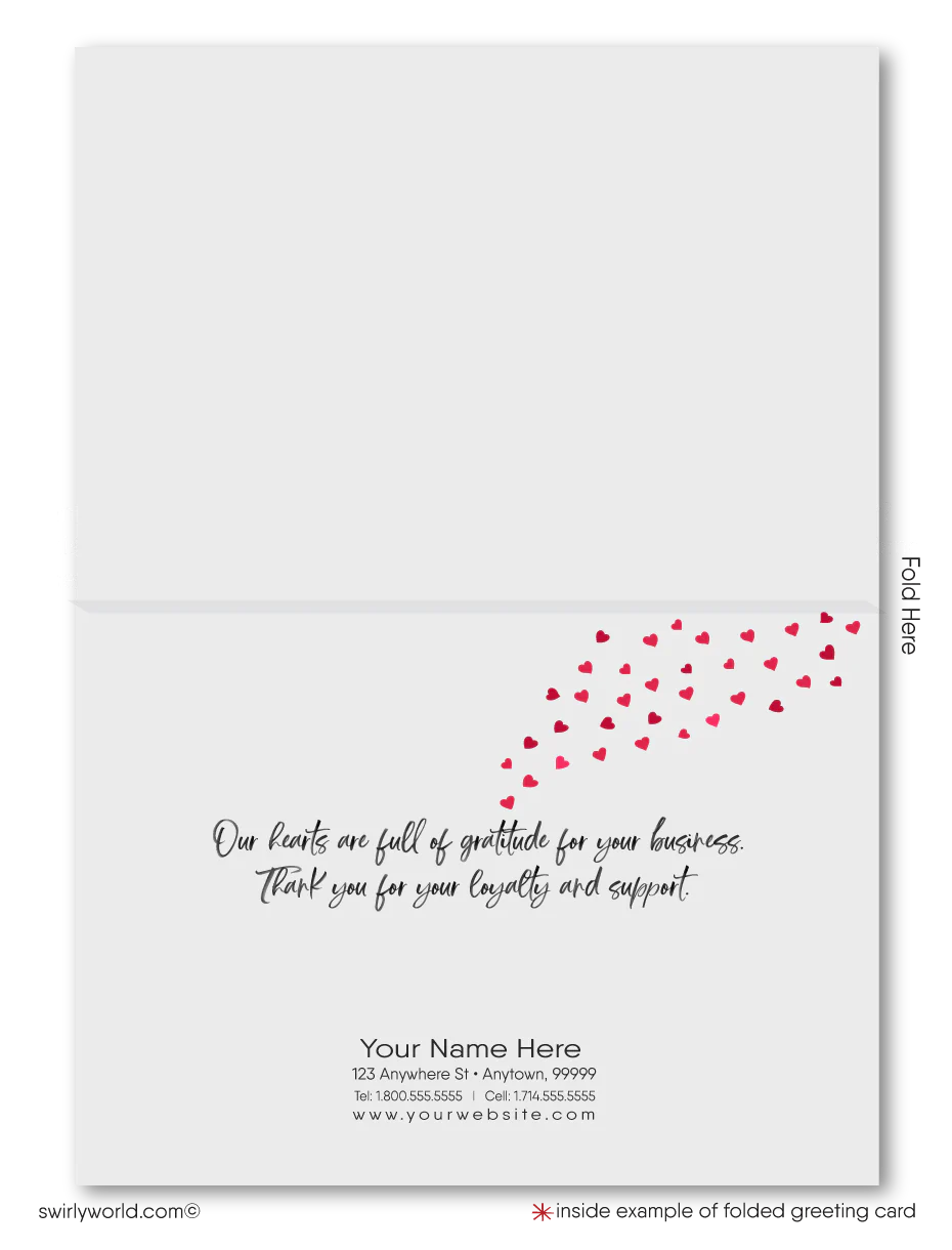 Whimsical dandelion make a wish with hearts happy Valentine's Day cards for business clients.