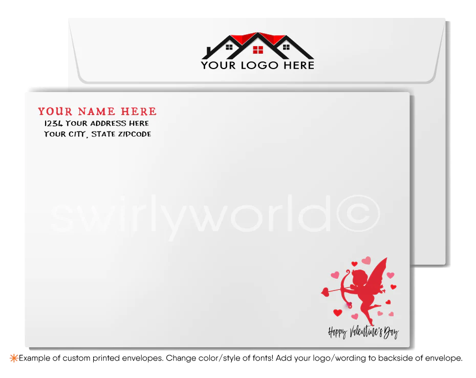 Digital Country House with Hearts Out Of Chimney Valentine's Day Cards for Realtors®