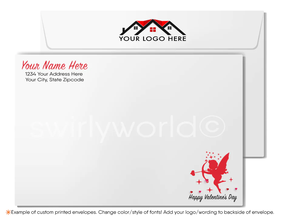 Digital Client Retro House with Hearts Happy Valentine's Day Cards for Realtors®