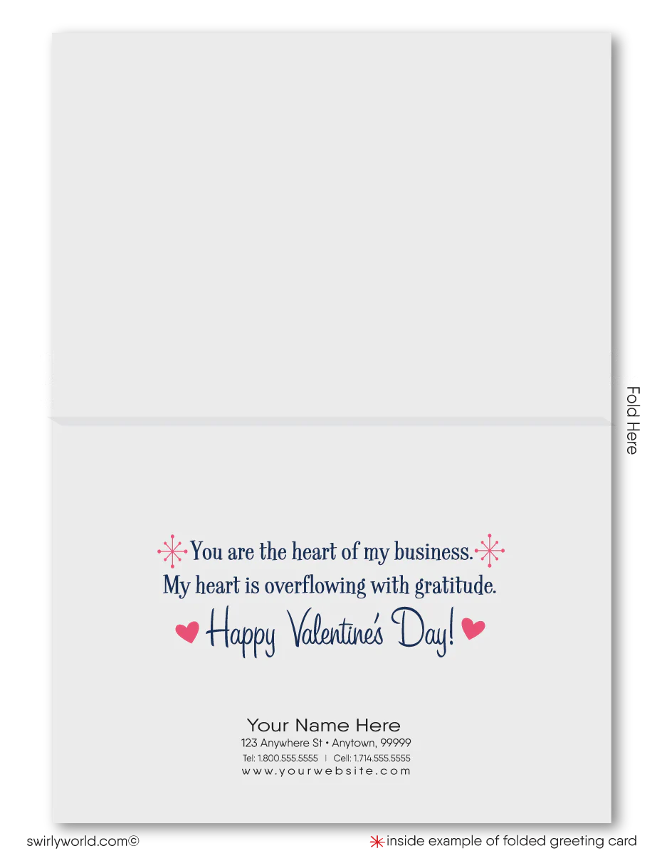 Cute Client Retro Pink House Happy Valentine's Day Cards for Realtors®, Retro pink house with hearts floating out of chimney happy Valentine's Day cards for Realtors.