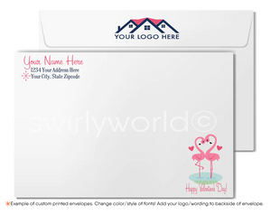 Digital Retro Pink House With Hearts Happy Valentine's Day Cards for Realtors®