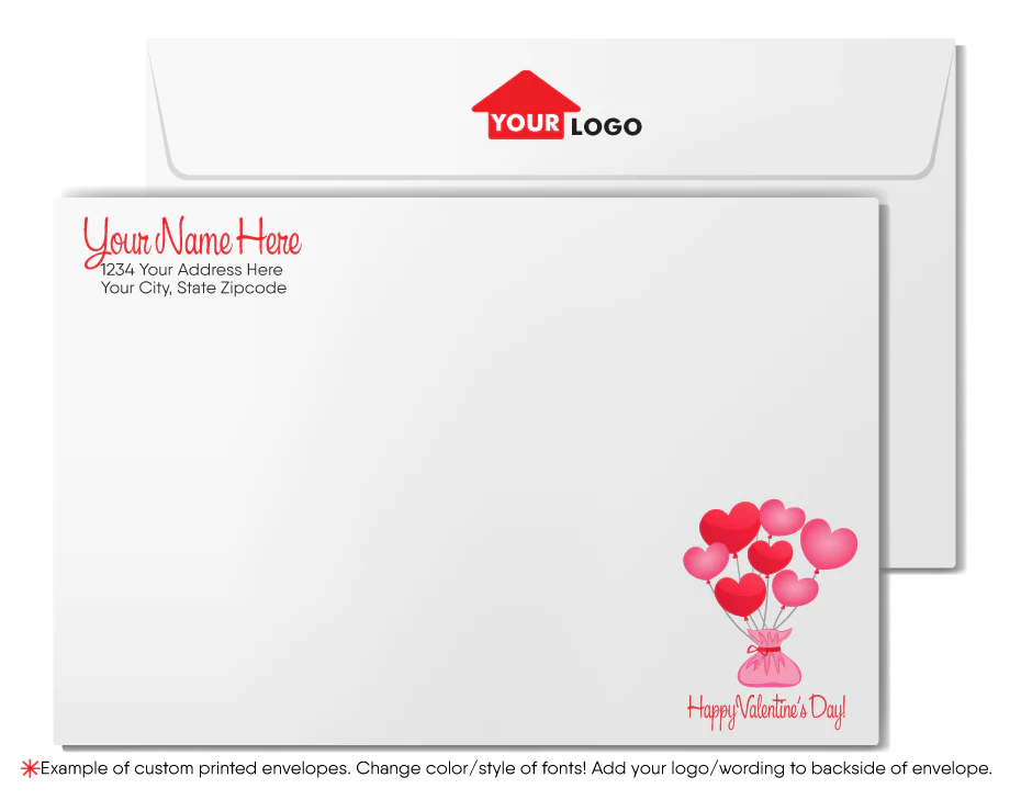 Digital Retro Pink House with Hearts Happy Valentine's Day Cards for Realtors®