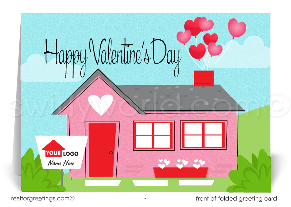 This delightful card is adorned with an endearing illustration of a quaint pink house, epitomizing the comfort and affection that make a house truly feel like a home. The playful addition of hearts whimsically drifting from the chimney captures a message of charm and heartfelt sentiment.