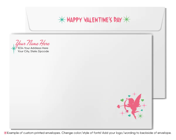 Digital Retro Mid-Century Atomic Modern Valentine's Day Cards for Business