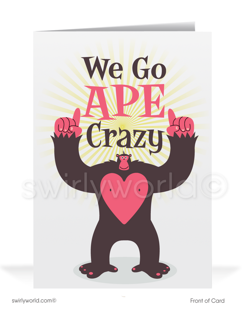 Ape Crazy For Your Business Valentine's Day Greeting Card