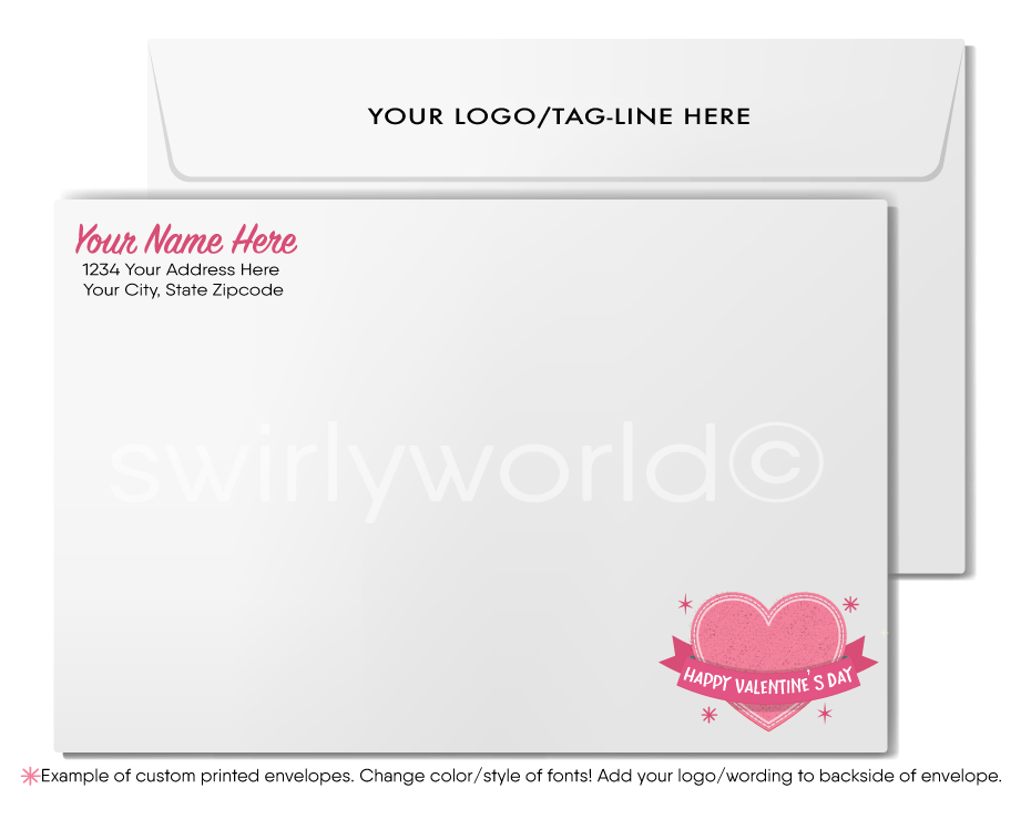 Retro Modern Cute Cupid Business Valentine's Day Cards For Customers