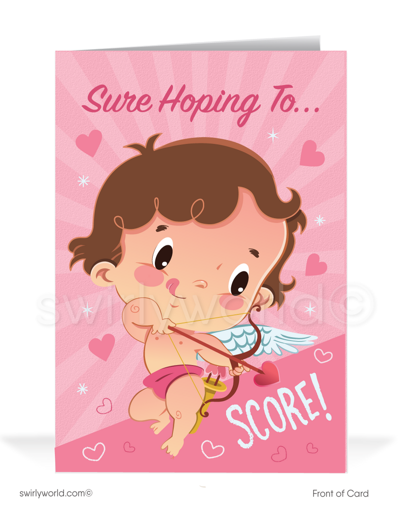 Retro Modern Cute Cupid Business Valentine's Day Cards For Customers