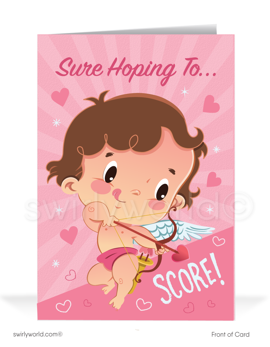 Retro Modern Cute Cupid Business Valentine's Day Cards For Customers
