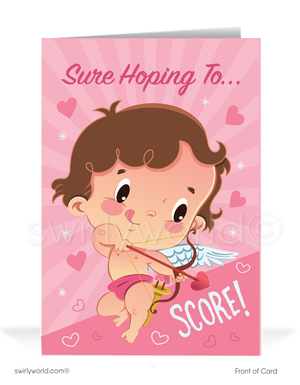 Retro Modern Cute Cupid Business Valentine's Day Cards For Customers